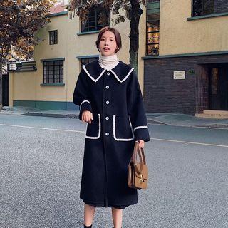 Contrast Trim Midi Coat
