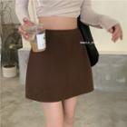 High-waist Plain A-line Mini Skirt As Shown In Figure - One Size