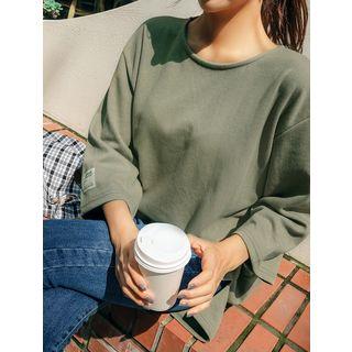 Plus Size 3/4-sleeve Plain T-shirt