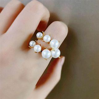 Faux Pearl Layered Ring 1 Pc - Gold - One Size