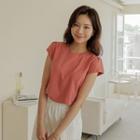 Set Of 2: Plain Puff Cap-sleeve T-shirt
