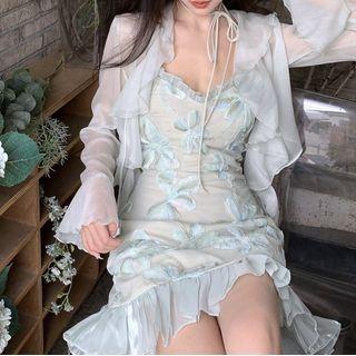 Flared-cuff Jacket Light Blue - One Size
