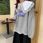 Peter Pan Lace Collar Blouse / Lettering Long-sleeve Hoodies
