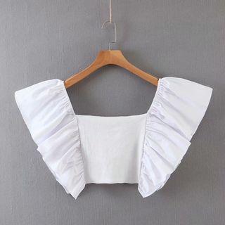 Cap-sleeve Cropped Blouse