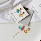 Non-matching Faux Pearl Star & Disc Dangle Earring