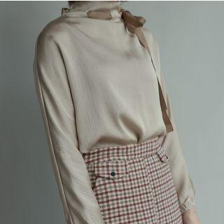 Silk Lace-up Long-sleeved Shirt