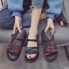 Faux Leather Platform Slide Sandals