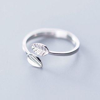 925 Sterling Silver Leaf Open Ring S925silver - Ring - One Size