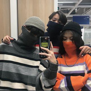 Couple Matching Stripe Turtleneck Sweater