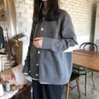 Plain Cardigan Dark Gray - One Size