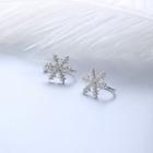 Rhinestone Snowflake Earring 1 Pc - Silver - One Size