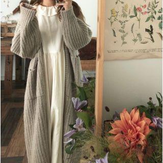 Open Front Chunky Knit Coat Almond Gray - One Size
