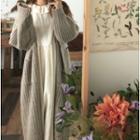 Open Front Chunky Knit Coat Almond Gray - One Size