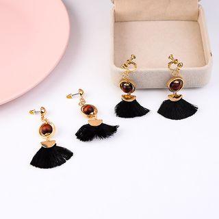 Wooden Bead Fringed Earring