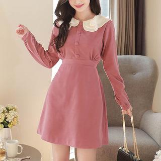 Layered Ruffle-collar Flare Dress