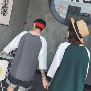 Elbow-sleeve Couple Matching Raglan T-shirt