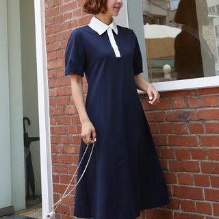Flared Midi Polo Dress