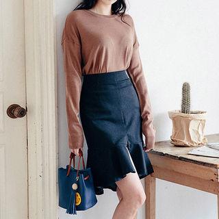 Dip-back Denim Mermaid Skirt