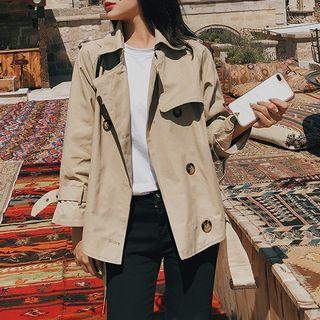 Double Breasted Cropped Trench Jacket