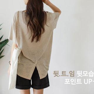 Slit-back Linen T-shirt