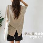 Slit-back Linen T-shirt