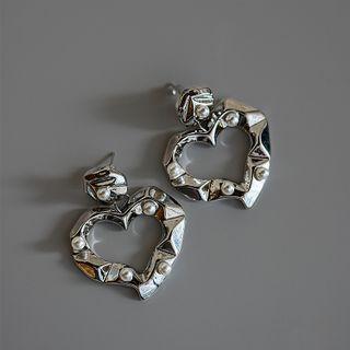 Faux Pearl Alloy Heart Dangle Earring 1 Pair - Silver Silver - Silver - One Size
