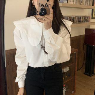 Collared Long-sleeve Plain Skirt