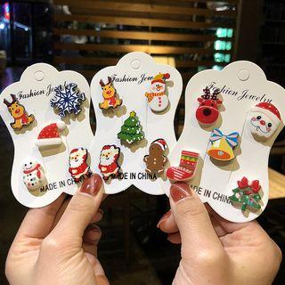 Set Of 5: Christmas Cartoon Brooch (various Designs)