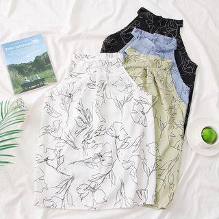 Flower-print Halter Top