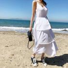 Spaghetti-strap Tier-ruffled Long Dress