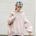 Printed Drawcord Fleece Long-sleeve Hoodie