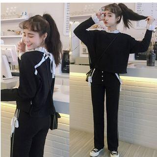 Frill-trim Sweatshirt / Straight-fit Pants