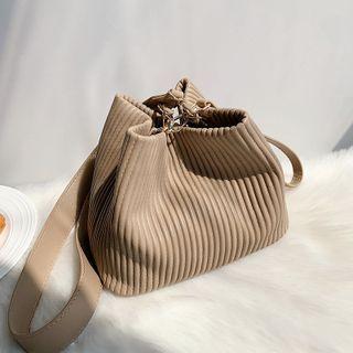 Runched Striped Bucket Bag