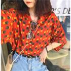 Pineapple Print Loose-fit Short-sleeve Shirt As Figure - One Size