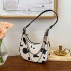 Chain-detail Cow-pattern Shoulder Bag Ivory - One Size