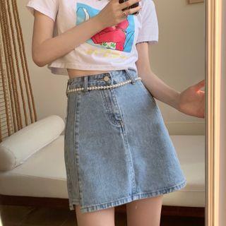 Denim Mini Skirt / Bead Belt / Set