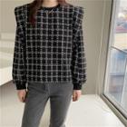 Ruffled Plaid Pullover Black - One Size