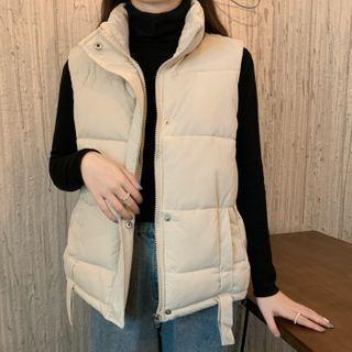 Mock-turtleneck Long-sleeve T-shirt / Padded Zip Vest