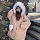 Furry-trim Buttoned Hooded Parka Khaki - 3xs