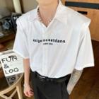 Padded-shoulder Lettering Shirt