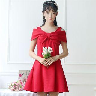 Bow Cutout Shoulder Dress