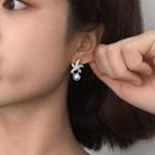 Faux Pearl Rhinestone Star Stud Earring / Star Stud Earring