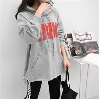 Dip-back Letter-printed Oversized Hoodie