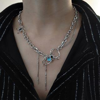 Spider Moonstone Alloy Choker Silver - One Size