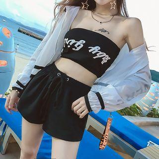 Set: Strapless Top + Light Jacket + Shorts
