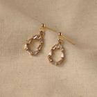 Rhinestone Drop Earring 1 Pair - 1597 - Silver Rhinestone - Gold - One Size