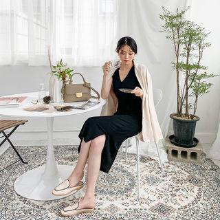 Set: Blazer + Sleeveless Ribbed Midi Dress