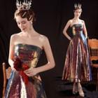Strapless Glitter A-line Evening Gown