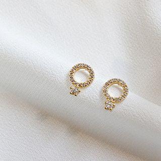 925 Sterling Silver Rhinestone Hoop & Star Earring