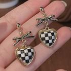 Plaid Heart Stud Earring Silver - One Size